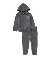 Volcom Little Boys 2T-4T Fleece Layering Knit Long Sleeve Watanite Zip Graphic Hoodie and Jogger Pants Set