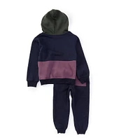 Volcom Little Boys 2T-4T Long Sleeve Color Block Hoodie Fleece And Jogger Pants Set