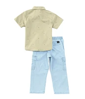 Volcom Little Boys 2T-4T Short Sleeve Dobby-Weave Shirt & Cargo Pocket Jeans Set