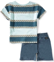 Volcom Little Boys 2T-7 Short Sleeve Stripe Print T-Shirt And Knit Short Set