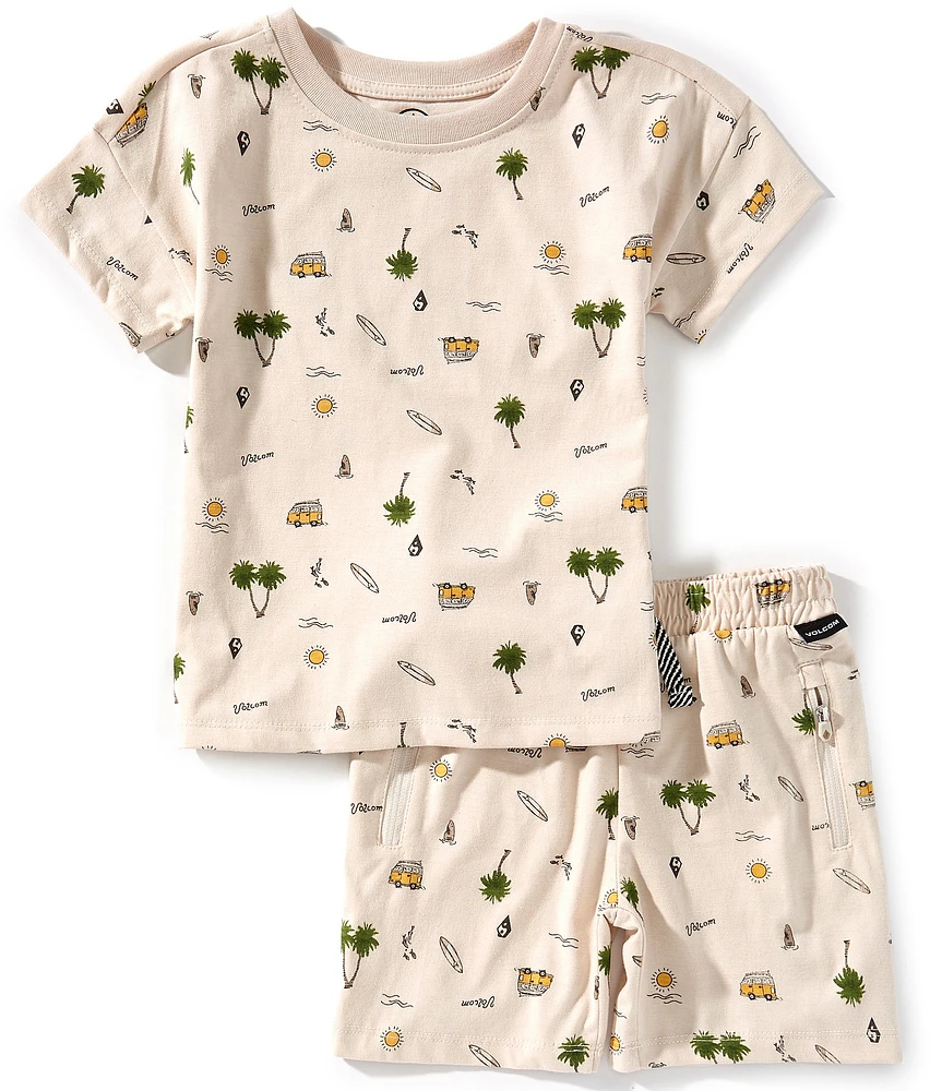 Volcom Little Boys 2T-7 Short Sleeve T-Shirt And Knit Short Set