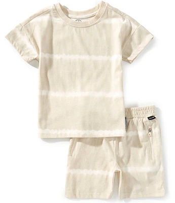 Volcom Little Boys 2T-7 Short Sleeve Stripe T-Shirt And Knit Short Set