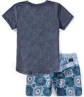 Volcom Little Boys 2T-7 Short Sleeve T-Shirt and Swim Trunk Set
