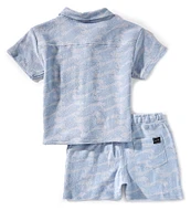 Volcom Little Boys 2T-7 Short-Sleeve Toweling Wave Print Shirt & Short Set