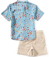 Volcom Little Boys 2T-7 Short Sleeve Woven Shirt & Solid Twill Shorts Set