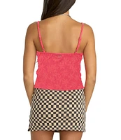 Volcom Shella Floral Debossed Tonal Jacquard Knit Sleeveless Tank Top