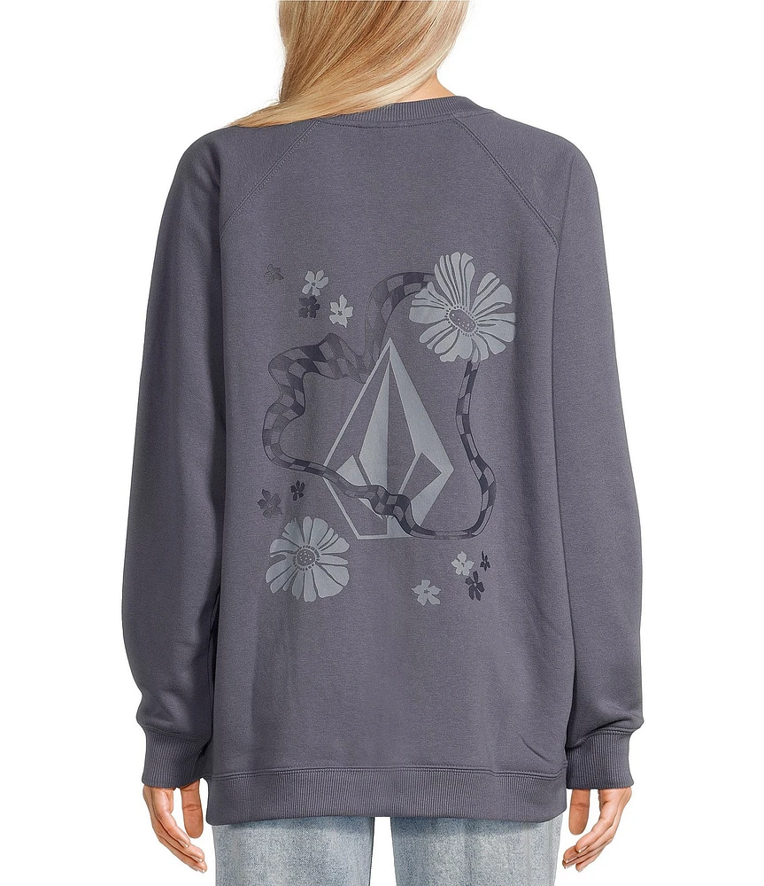 Volcom Stone Magic Raglan Sleeve Fleece Oversized Graphic Sweatshirt