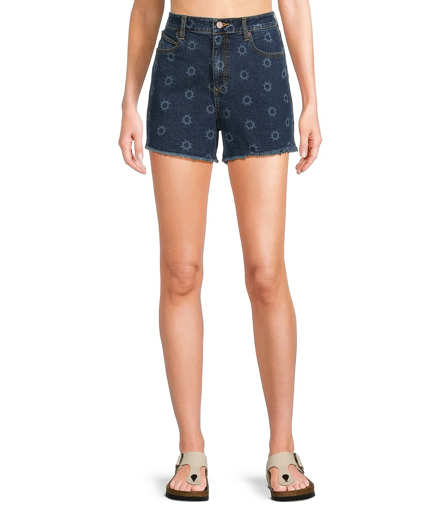 Volcom Stoney Step High Rise Frayed Hem Denim Shorts