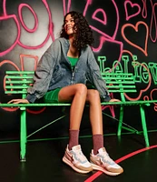 W6YZ Yak Suede Colorblock Platform Retro Sneakers