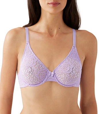 Wacoal Halo Floral Lace Unlined Underwire Center Bow Bra