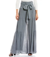 Double Zero Waist Tie Wide Leg Pants