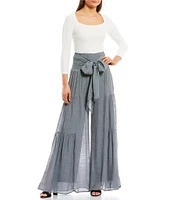 Double Zero Waist Tie Wide Leg Pants