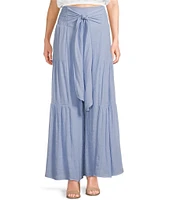 Double Zero Waist Tie Wide Leg Pants