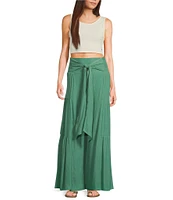 Double Zero Waist Tie Wide Leg Pants