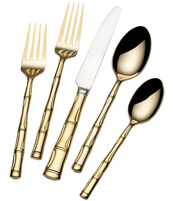 Wallace Silversmiths Bamboo Gold-Plated 20-Piece Stainless Steel Flatware Set