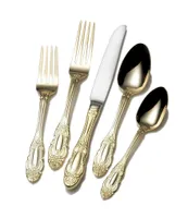 Wallace Silversmiths Duchess Gold-Plated 65-Piece Stainless Steel Flatware Set