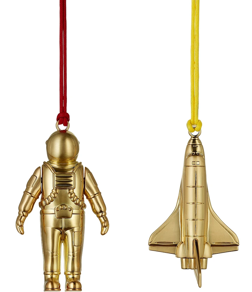 Waterford Spaceman & Rocket Golden Ornaments, Set of 2