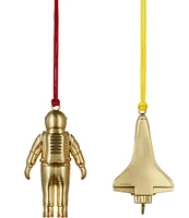 Waterford Spaceman & Rocket Golden Ornaments, Set of 2