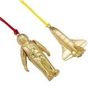 Waterford Spaceman & Rocket Golden Ornaments, Set of 2