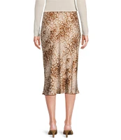 WAYF Porter Snake Print Pull On Midi Skirt