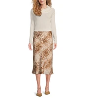 WAYF Porter Snake Print Pull On Midi Skirt