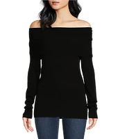 WAYF Sonia Off-The-Shoulder Neck Long Sleeve Sweater Top