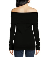 WAYF Sonia Off-The-Shoulder Neck Long Sleeve Sweater Top