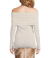 WAYF Sonia Off-The-Shoulder Neck Long Sleeve Sweater Top