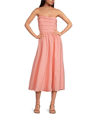 WAYF Square Neck Sleeveless Ruched Midi Dress