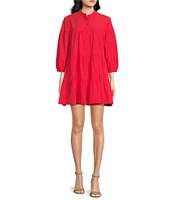 WAYF Tiered Babydoll Long Sleeve Shirt Dress