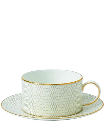 Wedgwood Arris Geometric Gold Bone China Teacup and Saucer