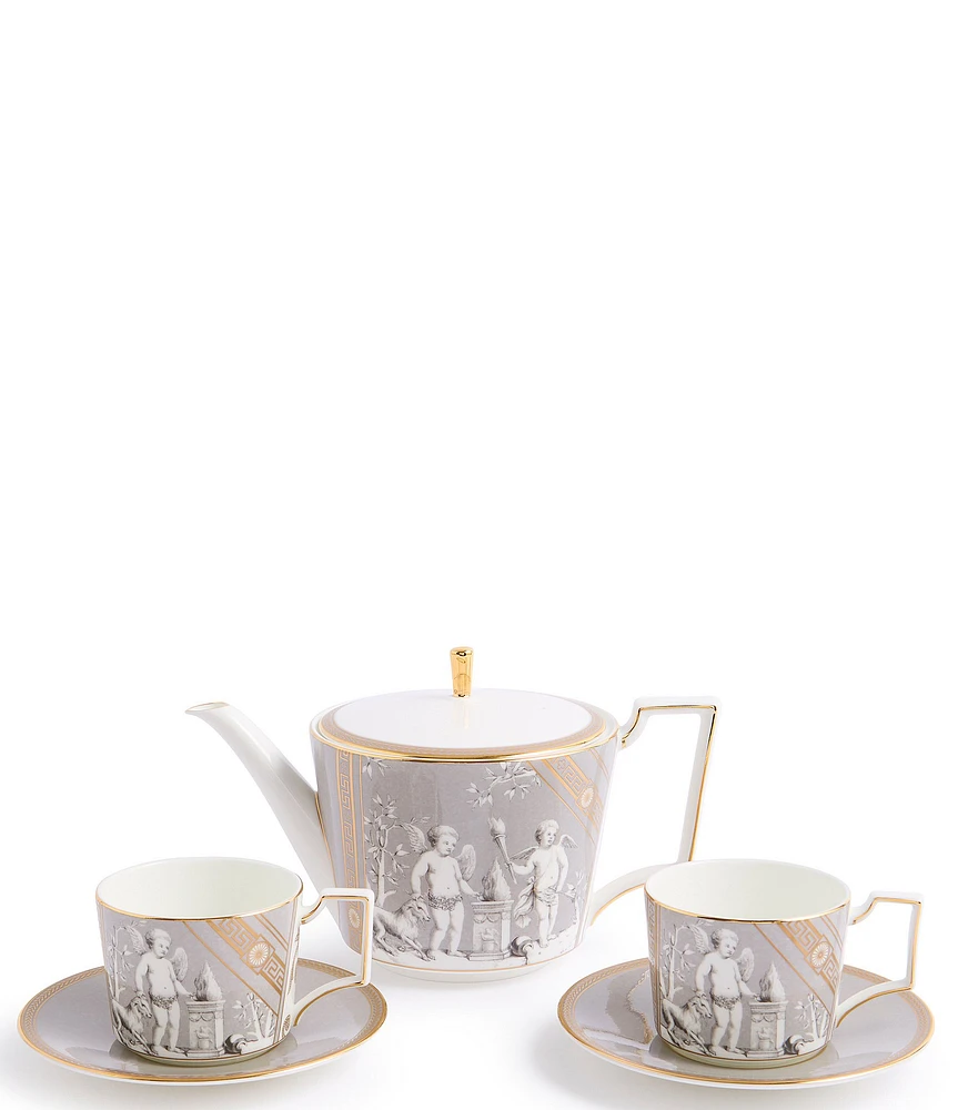 Wedgwood Renaissance Collection Teapot and Teacup Saucer, Set of 2