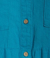 Westbound 3/4 Rolled Sleeve Y-Neck Button Front Maxi Shirt Dress
