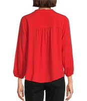 Westbound 3/4 Sleeve Y-Neck Button Front Top