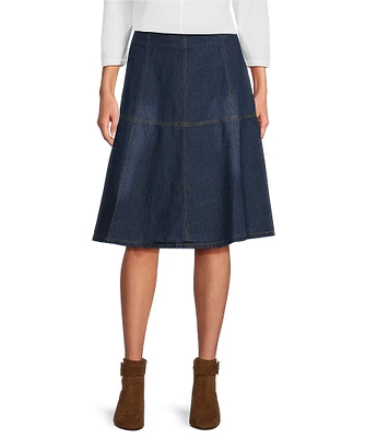 Westbound A-Line Midi Denim Skirt