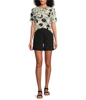 Westbound Black Ink Floral Short Sleeve Crew Neck Top
