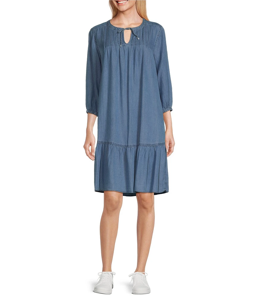 Westbound Bracelet Sleeve Tie Neck Dress