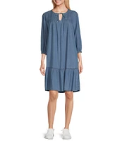 Westbound Bracelet Sleeve Tie Neck Dress