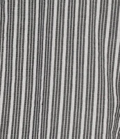 Westbound Button Front Point Collar Long Sleeve Seersucker Cinch Front A-Line Maxi Dress