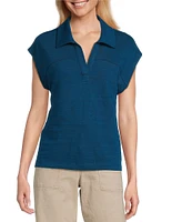 Westbound Cap Sleeve Collared Top