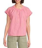 Westbound Cap Sleeve Henley Top