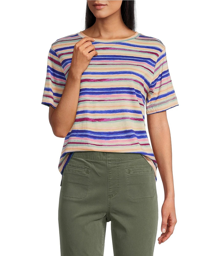 Westbound Coastal Stripe Short Sleeve Crew Neck Top