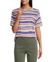 Westbound Coastal Stripe Short Sleeve Crew Neck Top