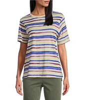 Westbound Coastal Stripe Short Sleeve Crew Neck Top