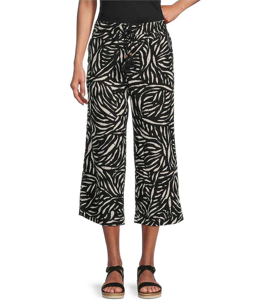 Westbound Crop Graphic Linen Blend Pants