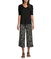 Westbound Crop Graphic Linen Blend Pants