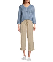 Westbound Linen Blend Crop Pull-On Pants