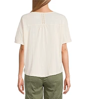 Westbound Embroidered Knit Short Sleeve Top