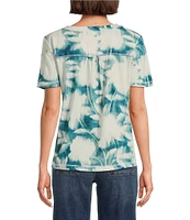 Westbound Enchanted Garden Print Short Sleeve V-Neck Top