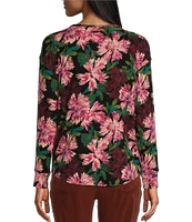 Westbound Evening Bloom Round Neck Long Sleeve Knit Tee Shirt